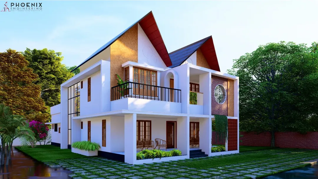 Two storey villa Location - Vallikkunnu, Malappuram.Client - Mr. Praveesh...............@phoenixengineering#phoenixengineering#construction#architecture#design#building#interiordesign#renovation#engineering#contra